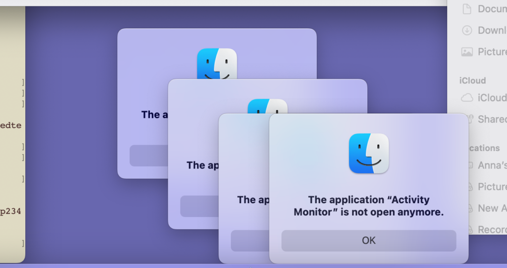 A screenshot of the above-mentioned error message.